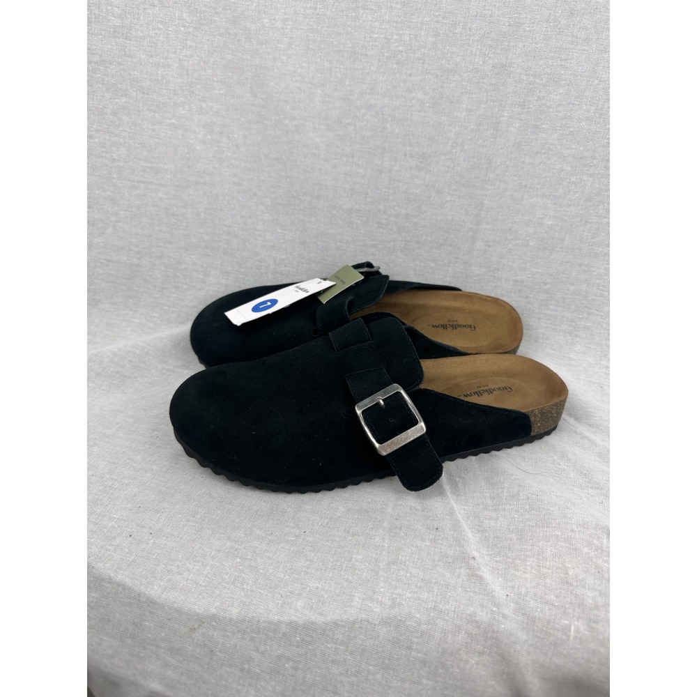 Goodfellow & Co Mens Suede Leather Clogs Black Buckle Mules Shoes Size 7 NEW‎